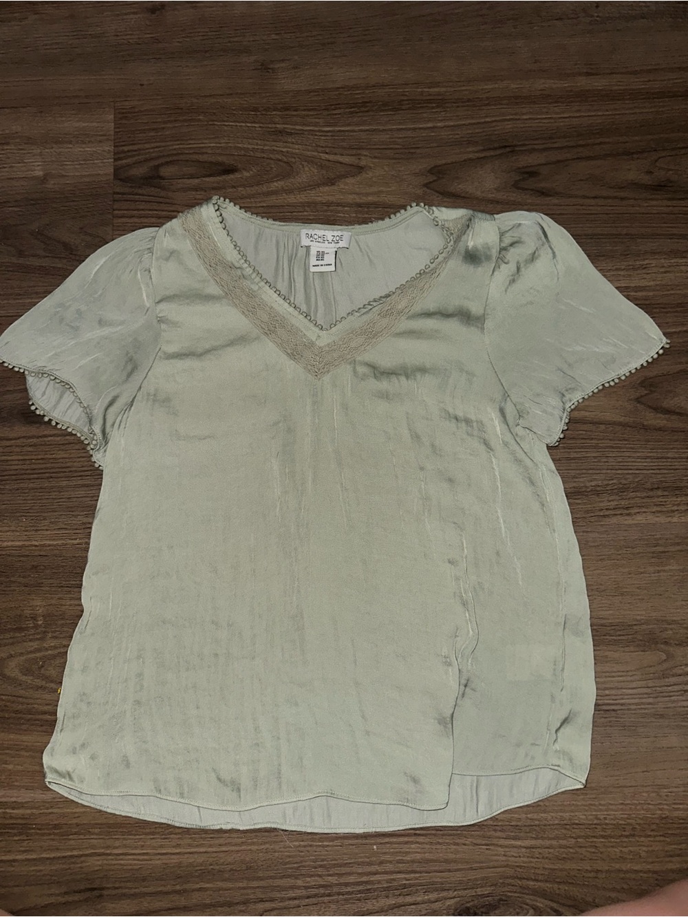 Rachel Zoe Light Sage V-Neck Short Sleeve Top